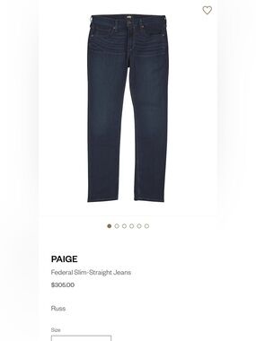 PAIGE Federal Slim-Straight Jeans in Dark Blue Wash